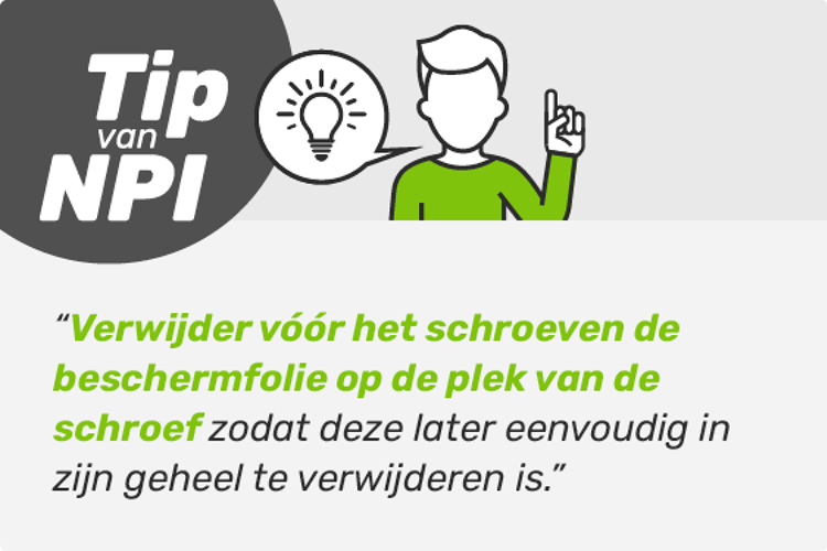 Tip van NPI - verwijder beschermfolie